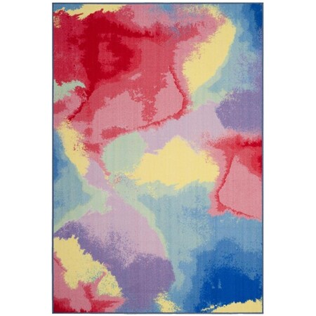 Safavieh 5 ft.-1 in. x 7 ft.-6 in. Medium Rectangle Paint Brush Power Loomed Rug; Fuchsia & Yellow PTB121A-5